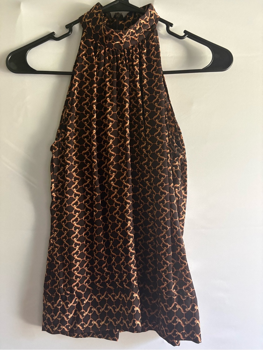 Michael Kors 100% Silk Chain Pattern Halter Blouse